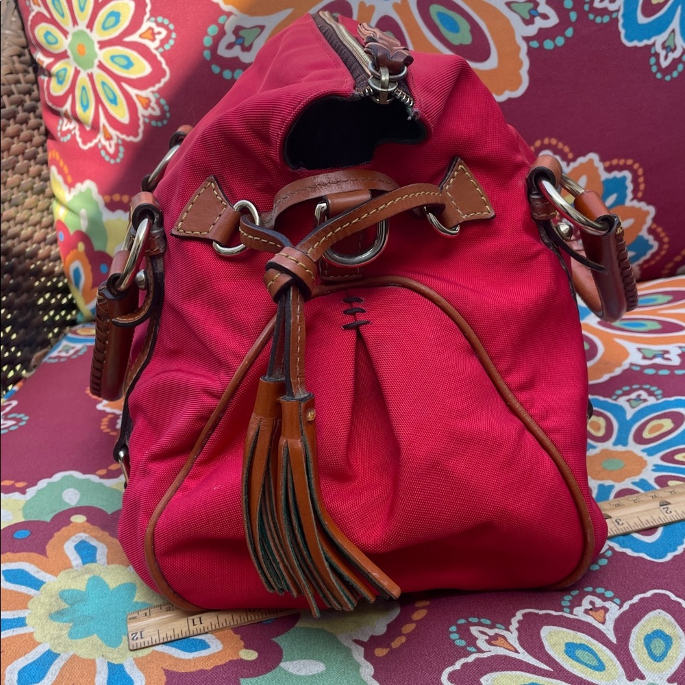 πππDooney & Bourke Coated Canvas Satchel with Tan Leather Accents - Picture 5 of 15